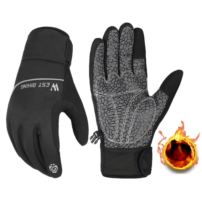 WEST BIKING YP0211220 Winter Warm Fleece Ski Gloves Silicone Non-Slip Riding Gloves, Size: XL(Black)-garmade.com