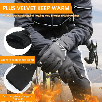WEST BIKING YP0211220 Winter Warm Fleece Ski Gloves Silicone Non-Slip Riding Gloves, Size: XL(Black)-garmade.com