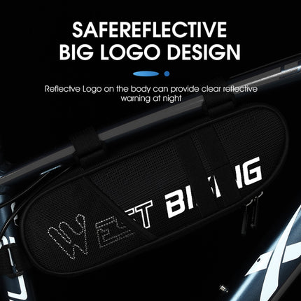 WEST BIKING Bicycle Triangle Reflective Bag Large Capacity Cycling Bag Horizontal Beam Bag Anti-Splashing Road Car Bag, Size: 1.3L(Black)-garmade.com