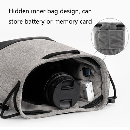 Baona Waterproof Micro SLR Camera Bag Protective Cover Drawstring Pouch Bag, Color: Medium Gray-garmade.com