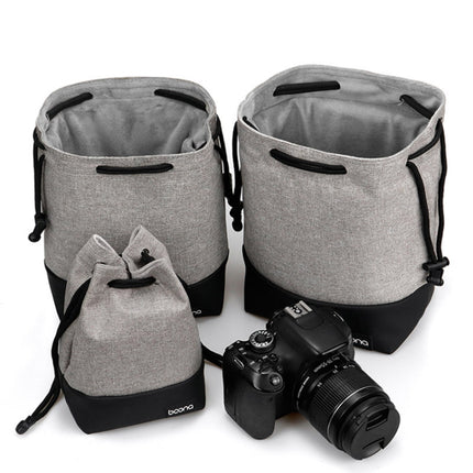 Baona Waterproof Micro SLR Camera Bag Protective Cover Drawstring Pouch Bag, Color: Large Gray-garmade.com