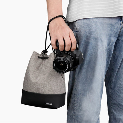 Baona Waterproof Micro SLR Camera Bag Protective Cover Drawstring Pouch Bag, Color: Large Gray-garmade.com
