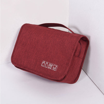 Travel Waterproof Wash Bag Portable Dust-Proof Storage Bag Hanging Cosmetic Bag(Wine Red)-garmade.com