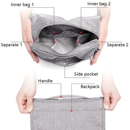 Travel Waterproof Wash Bag Portable Dust-Proof Storage Bag Hanging Cosmetic Bag(Grey)-garmade.com