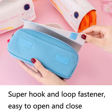 2 PCS Large-Capacity Pencil Case Student Cute Portable Stationery Bag Cartoon Multifunctional Stationery Box(Blue)-garmade.com