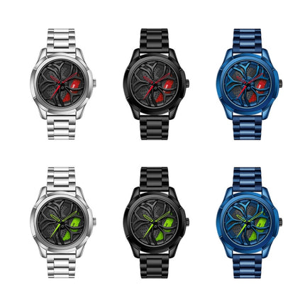 SANDA P1065 Wheel Series Casual Steel Band Quartz Watch For Men(Blue Green)-garmade.com