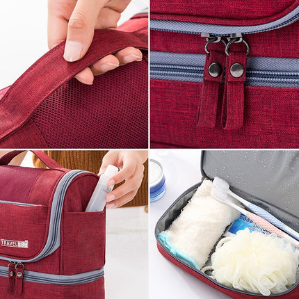 RH523 Travel Makeup Storage Bag Large-Capacity Waterproof Anti-Mildew Dry And Wet Separation Package Portable Hook Wash Bag(Wine Red)-garmade.com