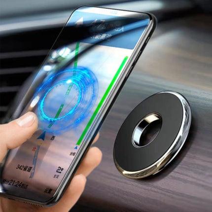 Q6 Car Magnetic Mobile Phone Holder Round Car Dashboard Navigation Bracket(Silver)-garmade.com