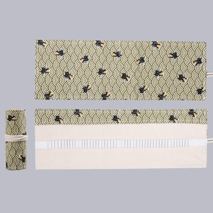 2 PCS 24 Holes Handmade Canvas Pen Curtain Large-Capacity Pencil Case For Boys And Girls Color Pencil Sketch Stationery Box(Xiang Yun)-garmade.com