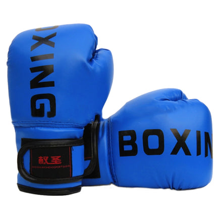 QUANSHENG QS19 Letter Pattern Boxing Training Gloves Sanda Fight Gloves, Size: Junior Type(Blue)-garmade.com