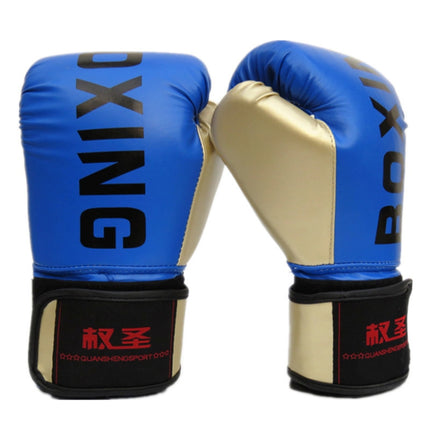 QUANSHENG QS19 Letter Pattern Boxing Training Gloves Sanda Fight Gloves, Size: Adult Type(Blue)-garmade.com