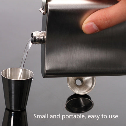 Portable Stainless Steel Hip Flask Set With Wine Glass Funnel(7OZ Jack Black Core)-garmade.com