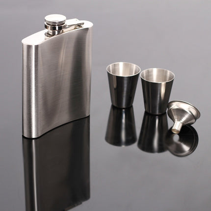 Portable Stainless Steel Hip Flask Set With Wine Glass Funnel(7OZ Gray Grunge)-garmade.com