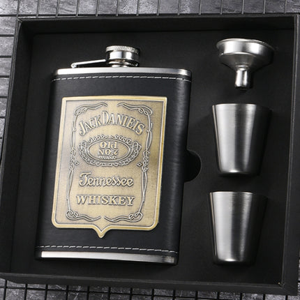 Portable Stainless Steel Hip Flask Set With Wine Glass Funnel, Style: 8OZ Old Jack Patch Core-garmade.com