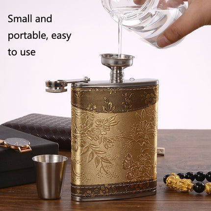 Portable Stainless Steel Hip Flask Set With Wine Glass Funnel, Style: 8OZ Old Jack Patch Core-garmade.com