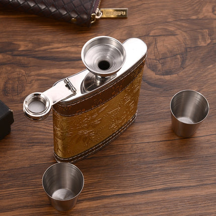 Portable Stainless Steel Hip Flask Set With Wine Glass Funnel, Style: 8OZ Old Jack Patch Core-garmade.com