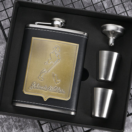 Portable Stainless Steel Hip Flask Set With Wine Glass Funnel, Style: 8OZ Old Man Patch Core-garmade.com