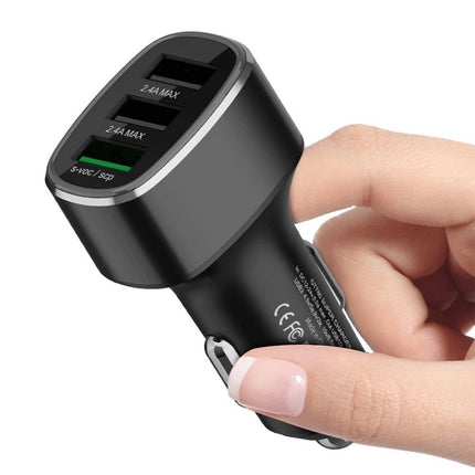 Three USB Ports Car Fast Charging Charger For Huawei/For OPPO/VIVO/OnePlus And Other Flash Charging, Model: GT680 Black-garmade.com