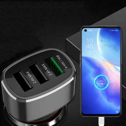 Three USB Ports Car Fast Charging Charger For Huawei/For OPPO/VIVO/OnePlus And Other Flash Charging, Model: GT780 Gray-garmade.com