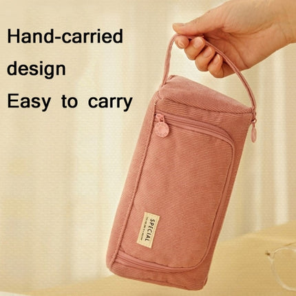 Angoo Student Large-Capacity Stationery Bag Portable Gift Cosmetic Bag(Black Corduroy)-garmade.com
