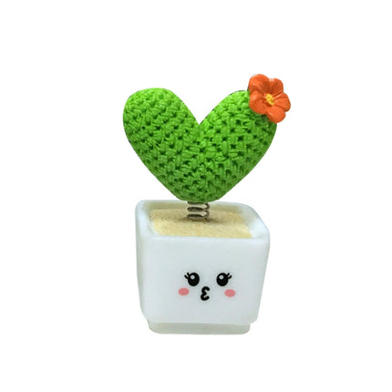 Small Fresh Cactus Ornaments Resin Plants Small Potted Car Ornaments(Heart Shape)-garmade.com