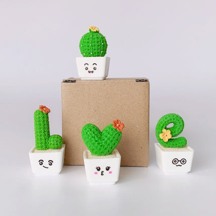 Small Fresh Cactus Ornaments Resin Plants Small Potted Car Ornaments(Heart Shape)-garmade.com