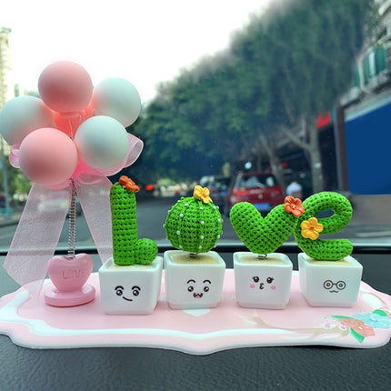 Small Fresh Cactus Ornaments Resin Plants Small Potted Car Ornaments(Fairy Column (High 3.8cm))-garmade.com