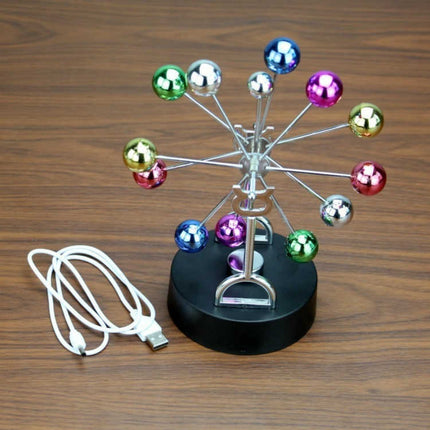 H010 Colorful Ball Ferris Wheel Perpetual Motion Device Eternal Celestial Model Wobbler Home Decoration Magnetic Ornaments, Style: USB-garmade.com