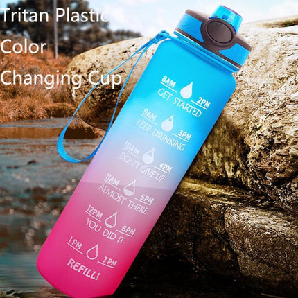 1L Tritan Plastic Gradient Color Cup Outdoor Large Capacity Sports Kettle(Purple Orange)-garmade.com
