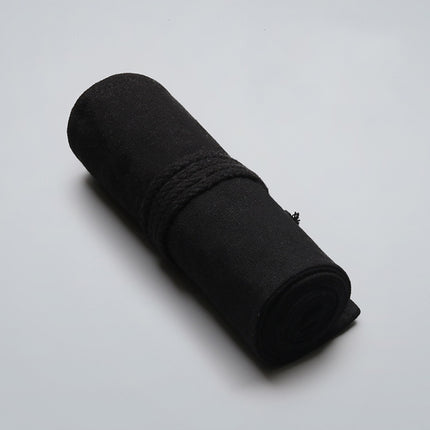 72 Holes Pure Black Handmade Canvas Roll Pen Bag Large Capacity Boy And Girl Sketch Color Pencil Curtain-garmade.com