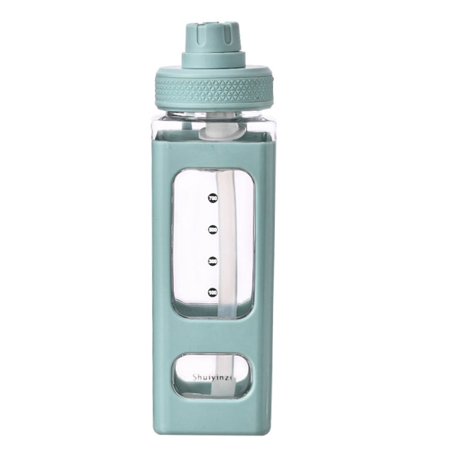 2 PCS Square Plastic Water Cup with Straw Outdoor Sports Large-Capacity Portable Kettles, Colour: 700ml (Blue)-garmade.com