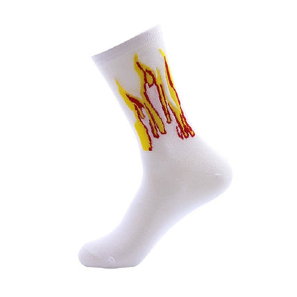 Men Fashion Street Hip Hop Skateboard Tube Cotton Socks Flame Socks, Size:One Size(J051)-garmade.com