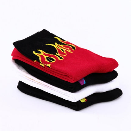 Men Fashion Street Hip Hop Skateboard Tube Cotton Socks Flame Socks, Size:One Size(J051)-garmade.com