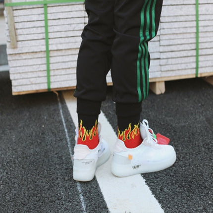 Men Fashion Street Hip Hop Skateboard Tube Cotton Socks Flame Socks, Size:One Size(J053)-garmade.com