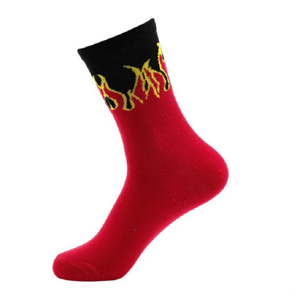 Men Fashion Street Hip Hop Skateboard Tube Cotton Socks Flame Socks, Size:One Size(J054)-garmade.com