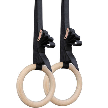 with 2.8cm Webbing 1 Pair Adult Fitness Gymnastics Training Wooden Rings Indoor Fitness Equipment, Thickness:28mm-garmade.com
