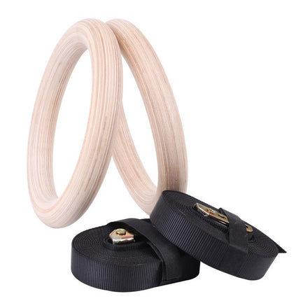 with 3.8cm Webbing 1 Pair Adult Fitness Gymnastics Training Wooden Rings Indoor Fitness Equipment, Thickness:32mm-garmade.com