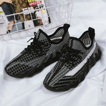 ZM-80 Women Breathable Casual Shoes Women Flying Weave Sports Shoes, Size: 39(Black)-garmade.com