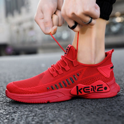 Male Sports Shoes Breathable Flying Weave Mesh Casual Shoes, Size: 41(ZM-67 Red)-garmade.com