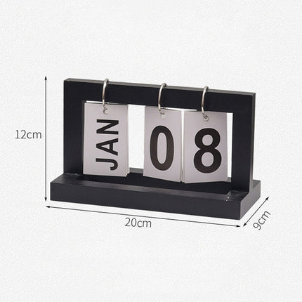 Wooden Flipping Calendar Simple Home Desktop Small Ornaments Study Desk Calendar(Wood Color)-garmade.com