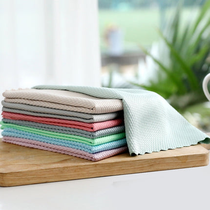 30 PCS Non-Marking And Easy-To-Dry Fish Scale Rags Kitchen Cleaning Towels, Random Color Delivery, Specification: 25x25cm(Bulk, No Packaging)-garmade.com