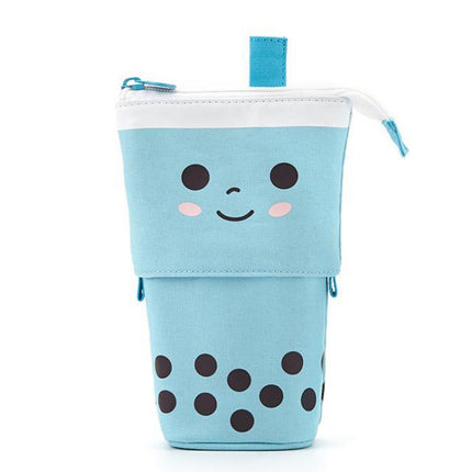 ANGOO Cute Girl Heart Multifunctional Pen Holder Stationery Retractable Storage Bag(Blue Silk Velvet Tea)-garmade.com