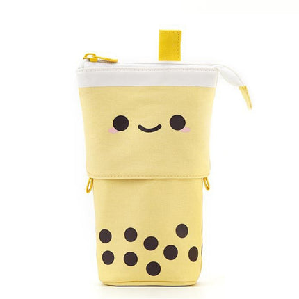 ANGOO Cute Girl Heart Multifunctional Pen Holder Stationery Retractable Storage Bag(Mango Tea)-garmade.com
