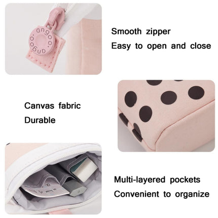 ANGOO Cute Girl Heart Multifunctional Pen Holder Stationery Retractable Storage Bag(Black Point)-garmade.com