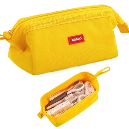 ANGOO Large-Capacity Student Stationery Bag Pure Color Simple Boat Shape Pencil Case(Yellow)-garmade.com