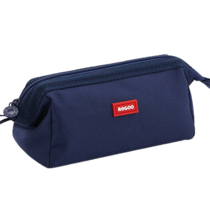 ANGOO Large-Capacity Student Stationery Bag Pure Color Simple Boat Shape Pencil Case(Navy)-garmade.com