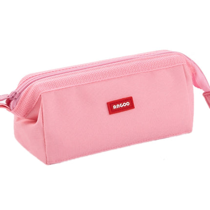 ANGOO Large-Capacity Student Stationery Bag Pure Color Simple Boat Shape Pencil Case(Pink)-garmade.com