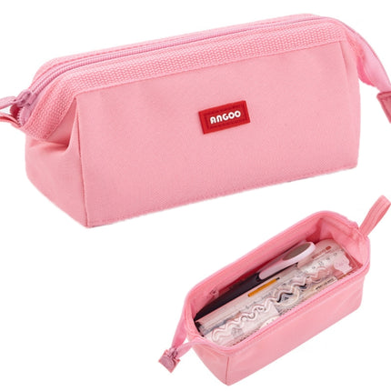ANGOO Large-Capacity Student Stationery Bag Pure Color Simple Boat Shape Pencil Case(Pink)-garmade.com