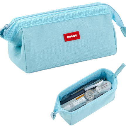 ANGOO Large-Capacity Student Stationery Bag Pure Color Simple Boat Shape Pencil Case(Blue)-garmade.com