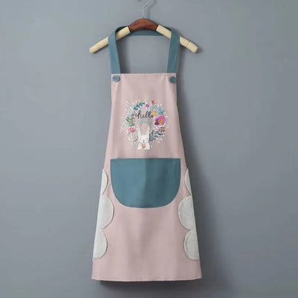 2 PCS 1607 Hand Wipe Apron Female Kitchen Waterproof And Oil-Proof Apron(Pink)-garmade.com